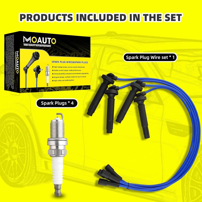 MOAUTO Set of 4 PCS Iridium Spark Plugs SOA430Q119 8691 RC-FX58 671-4246 with Wire Set Compatible with Subaru Forester Outback Subaru Legacy Impreza - H4 2.5L - Image 5